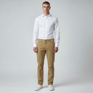 Peter Miller Crown Pants Men 38x30 Khaki Ultimate Sateen 5-Pocket Trousers